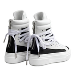 Sneakers - 18 Fori Tela Nero - Bianco
