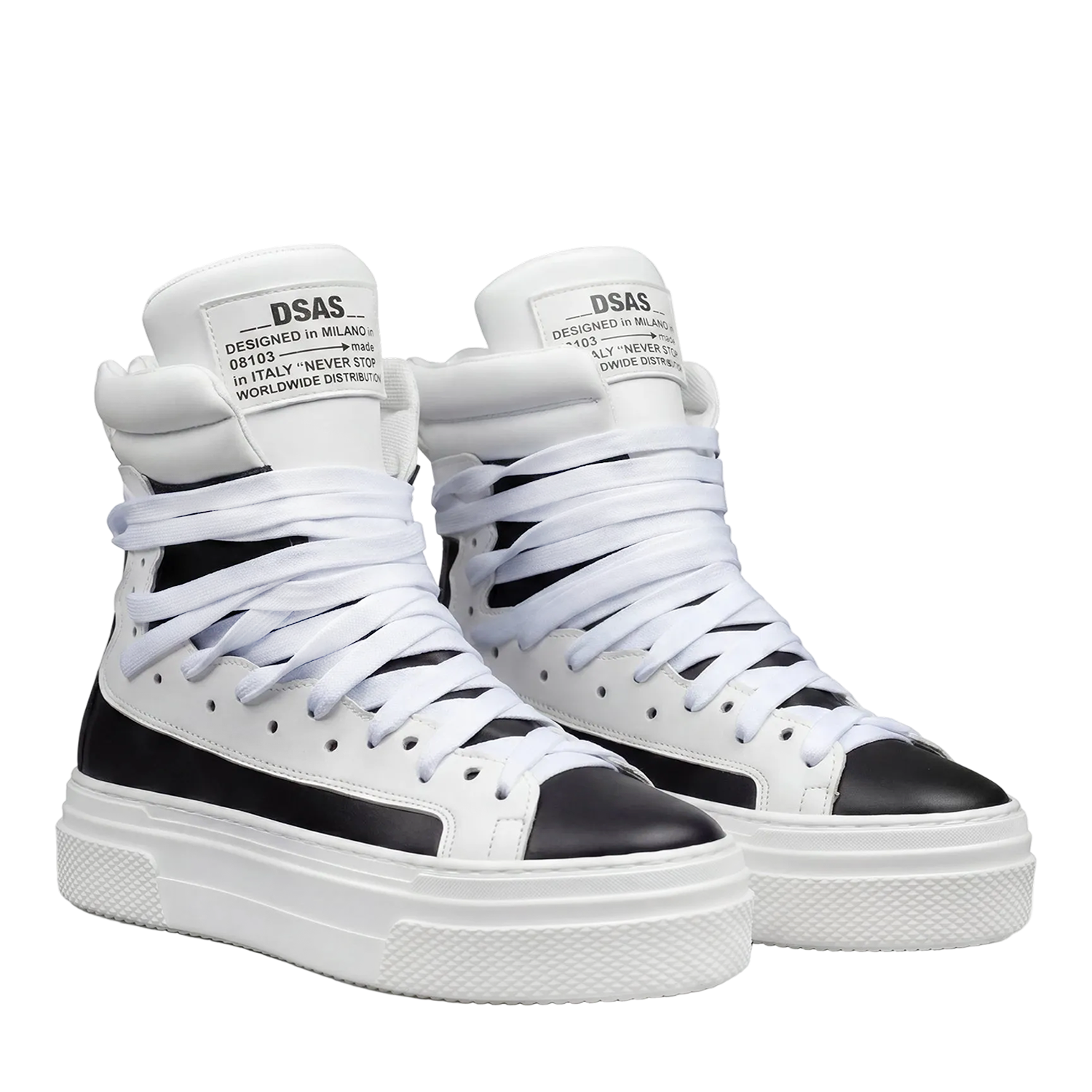 Sneakers - 18 Fori Pelle Nero - Bianco