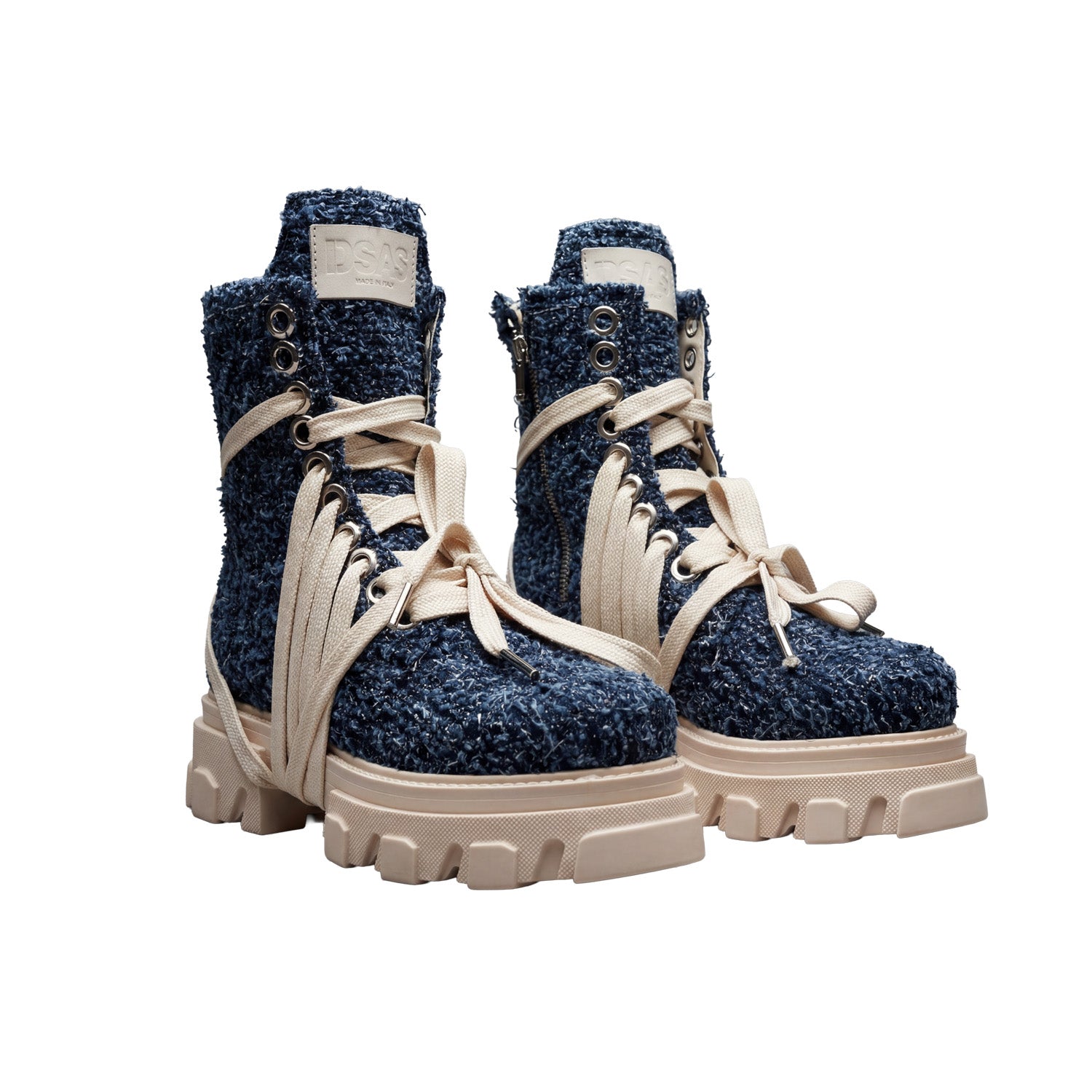 Boot indigo canvas bouclè