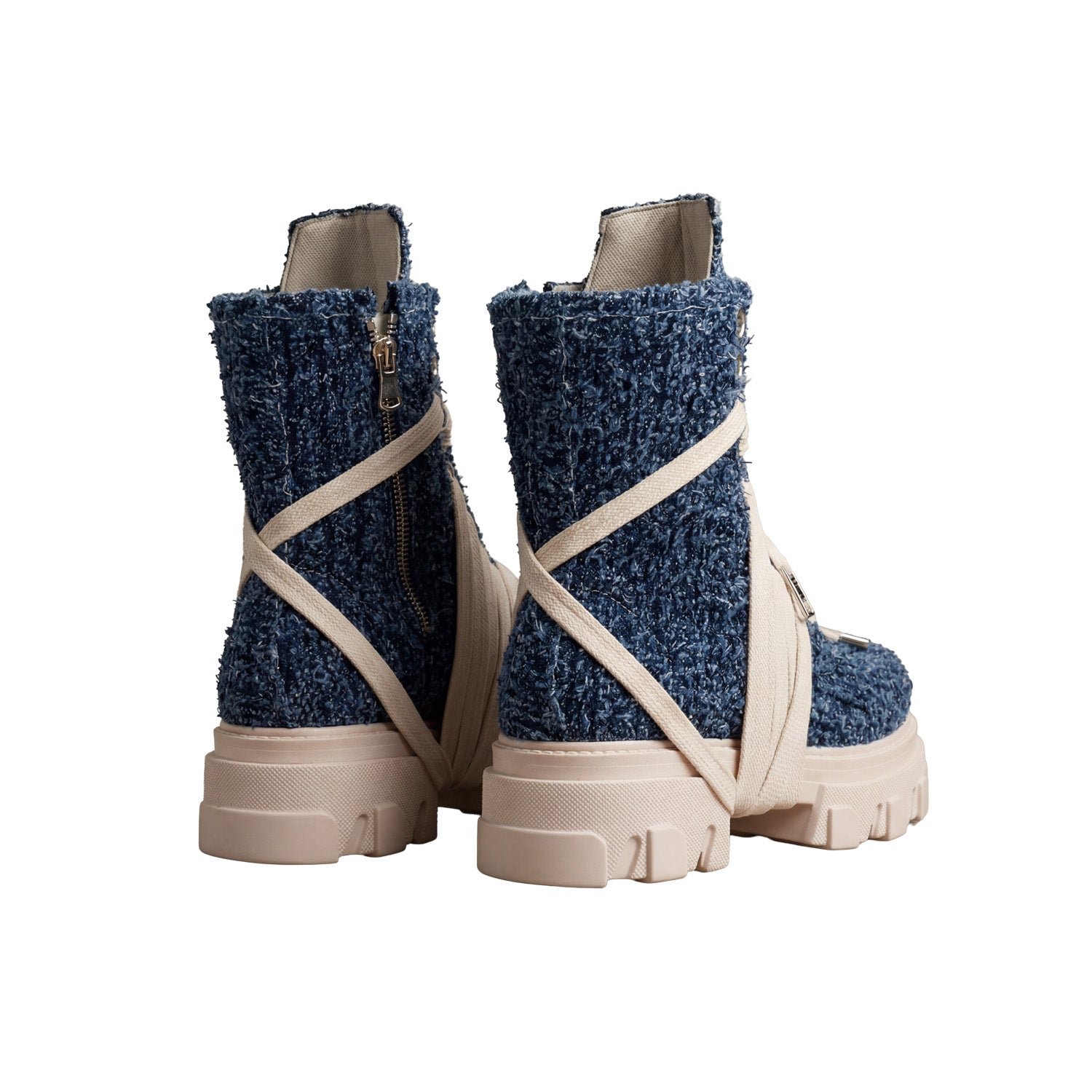 Boot indigo canvas bouclè