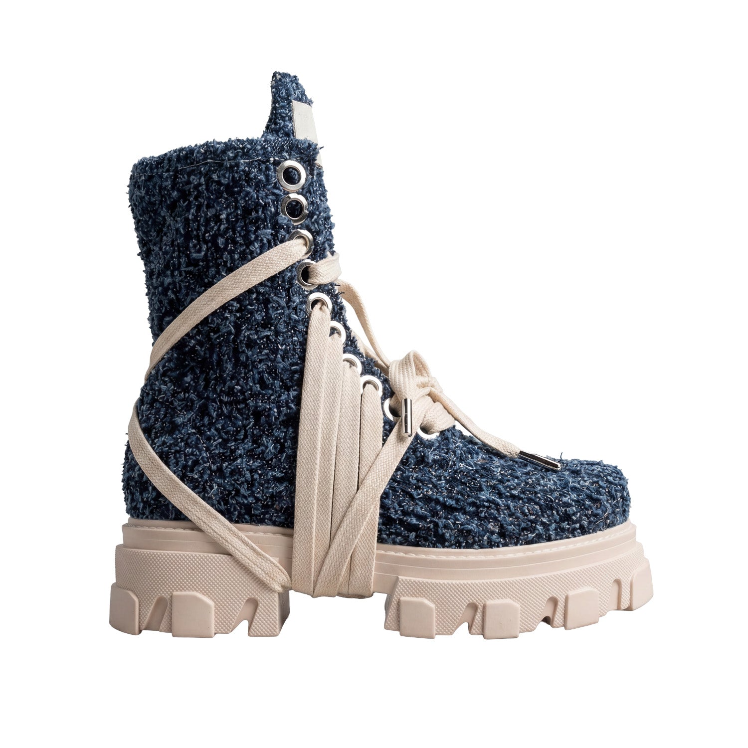 Boot indigo canvas bouclè