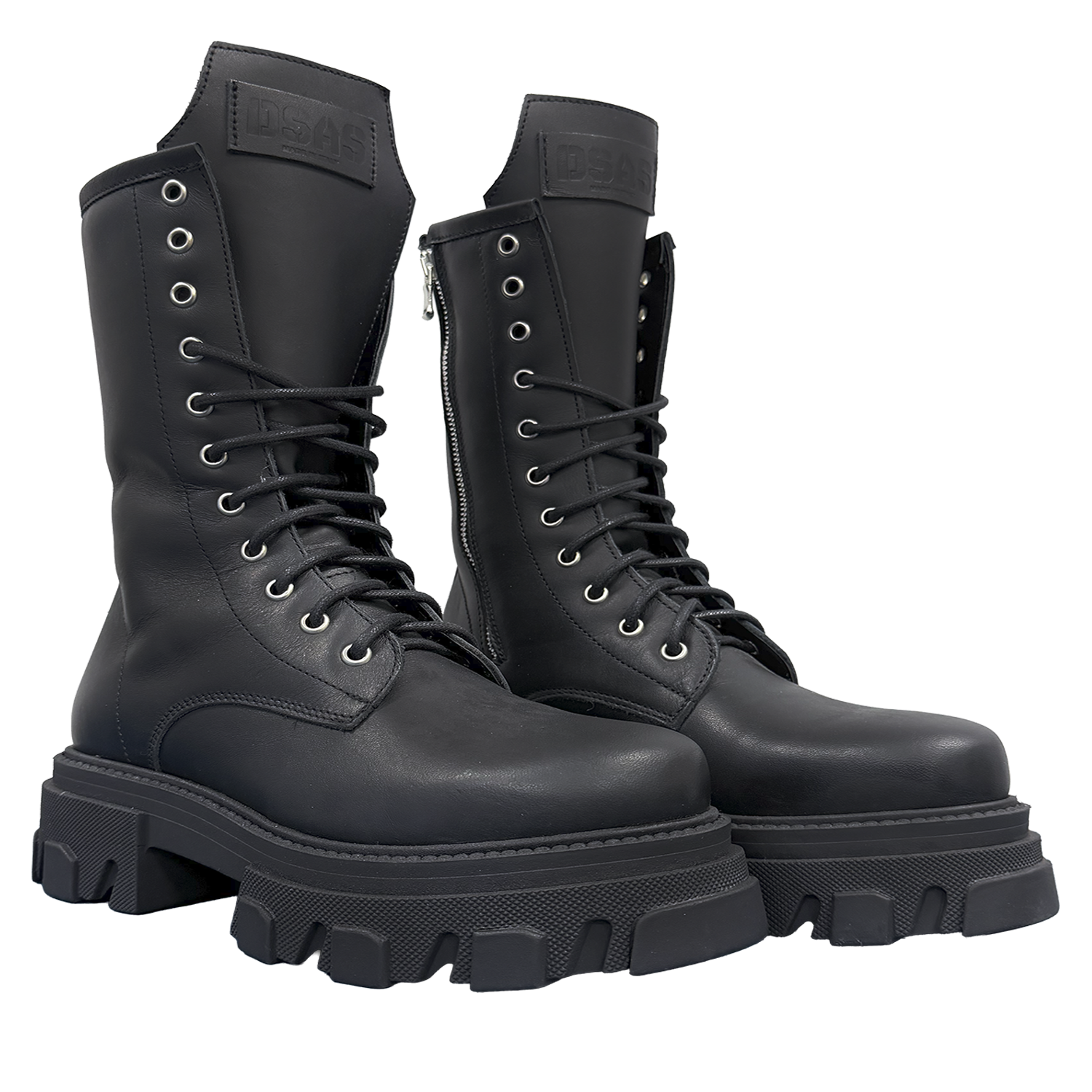 Boot - Total Black in pelle liscio