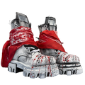 Boot - Nero in Tela Painted Rosso