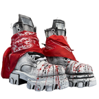 Boot - Nero in Tela Painted Rosso