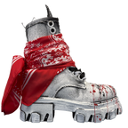 Boot - Nero in Tela Painted Rosso