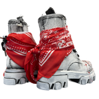 Boot - Nero in Tela Painted Rosso