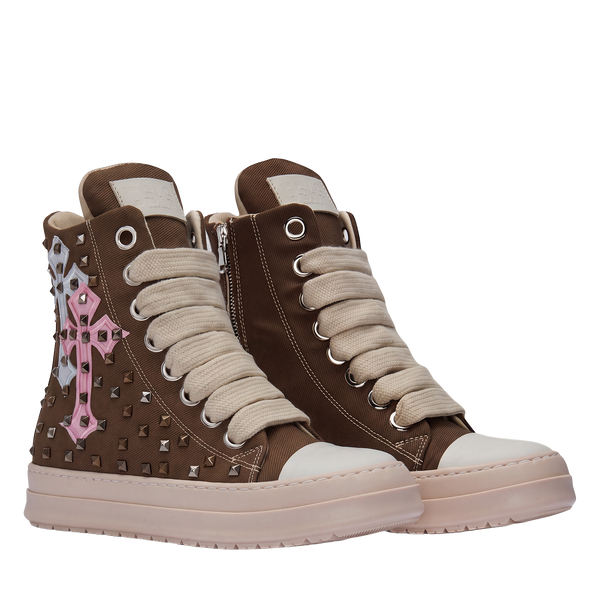 Sneakers - Canvas Marrone Croci e Borchie