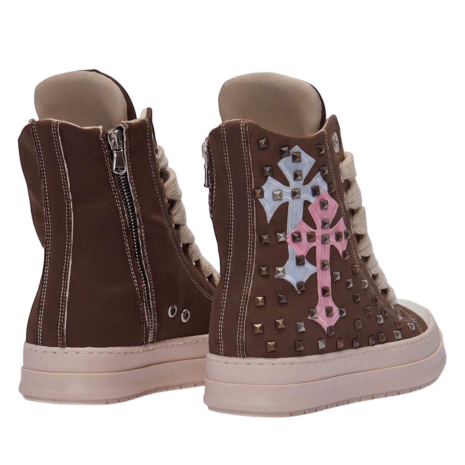 Sneakers - Canvas Marrone Croci e Borchie