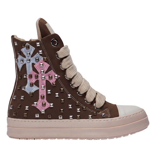 Sneakers - Canvas Marrone Croci e Borchie