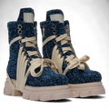 Indigo canvas bouclé boot