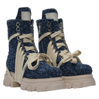 Indigo canvas bouclé boot