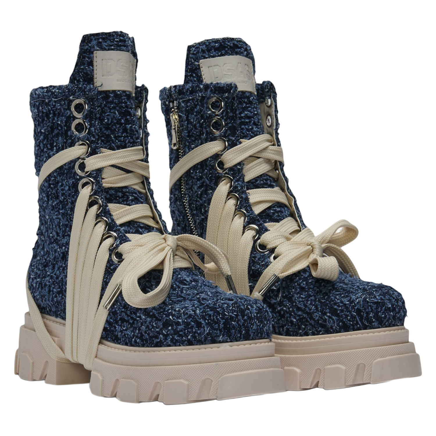 Indigo canvas bouclé boot