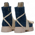 Indigo canvas bouclé boot