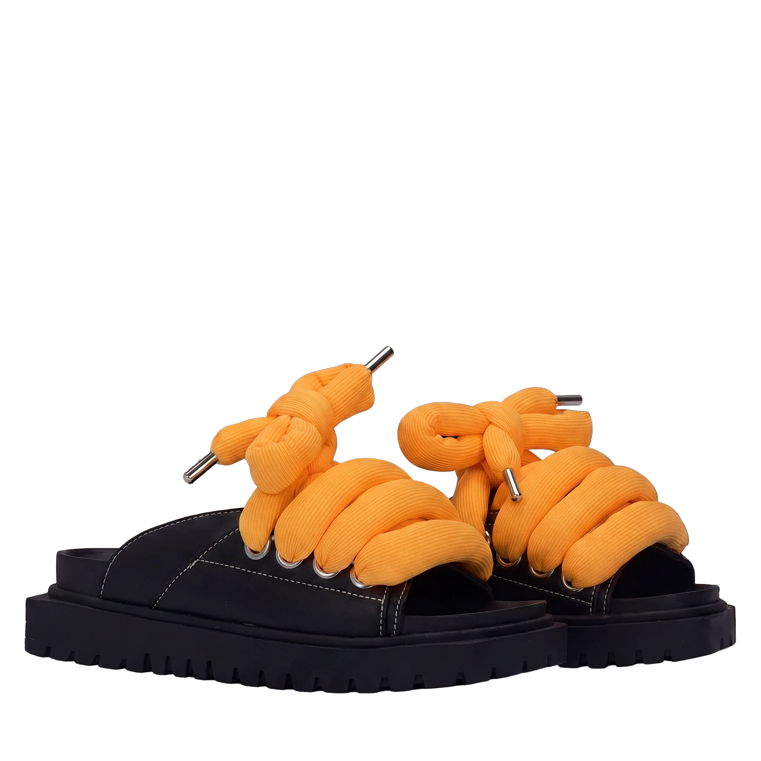 Sandalo - Pelle Nero - TB Arancio