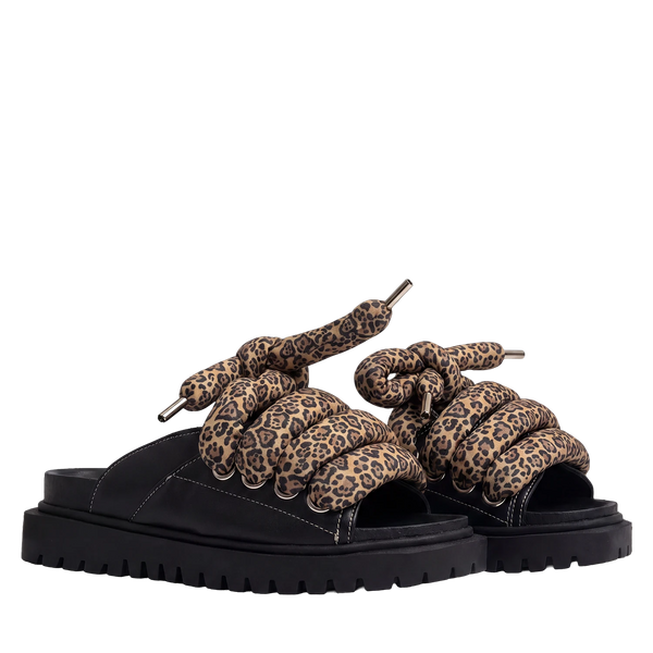 Sandalo - Pelle Nero - TB Leopardato