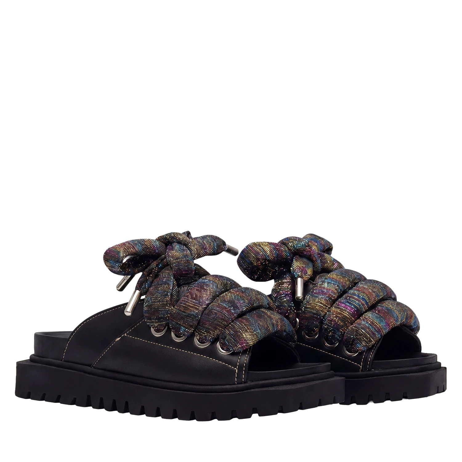 Sandalo - Pelle Nero - LT Multicolor