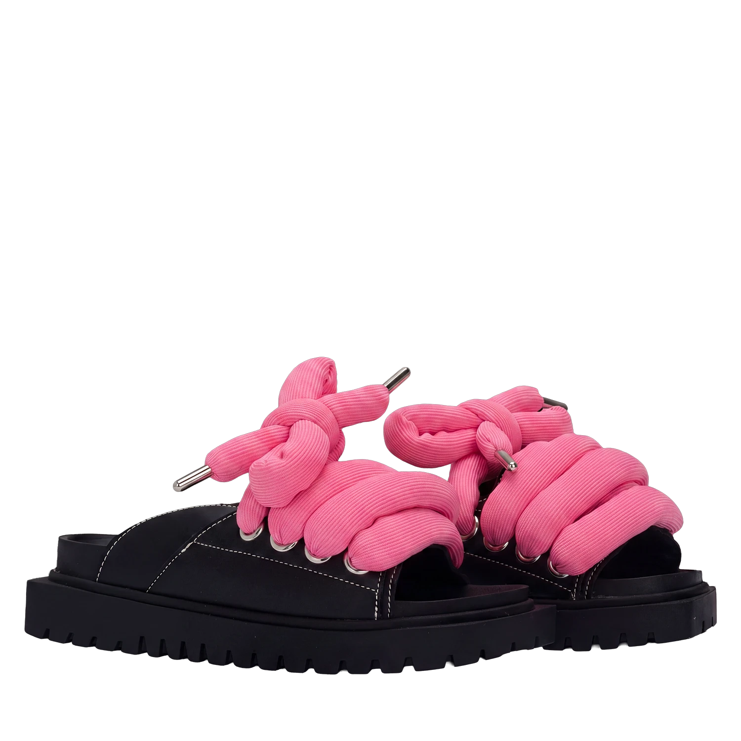Sandalo - Pelle Nero - TB Rosa