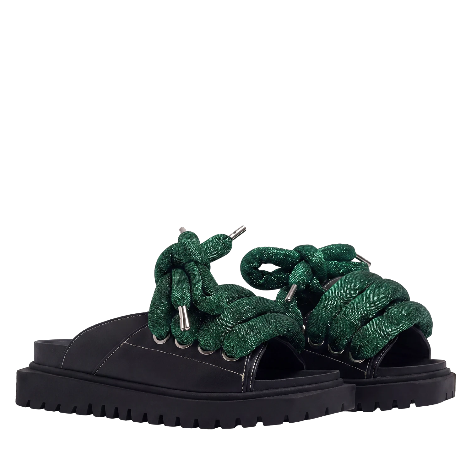 Sandalo - Pelle Nero - LT Verde