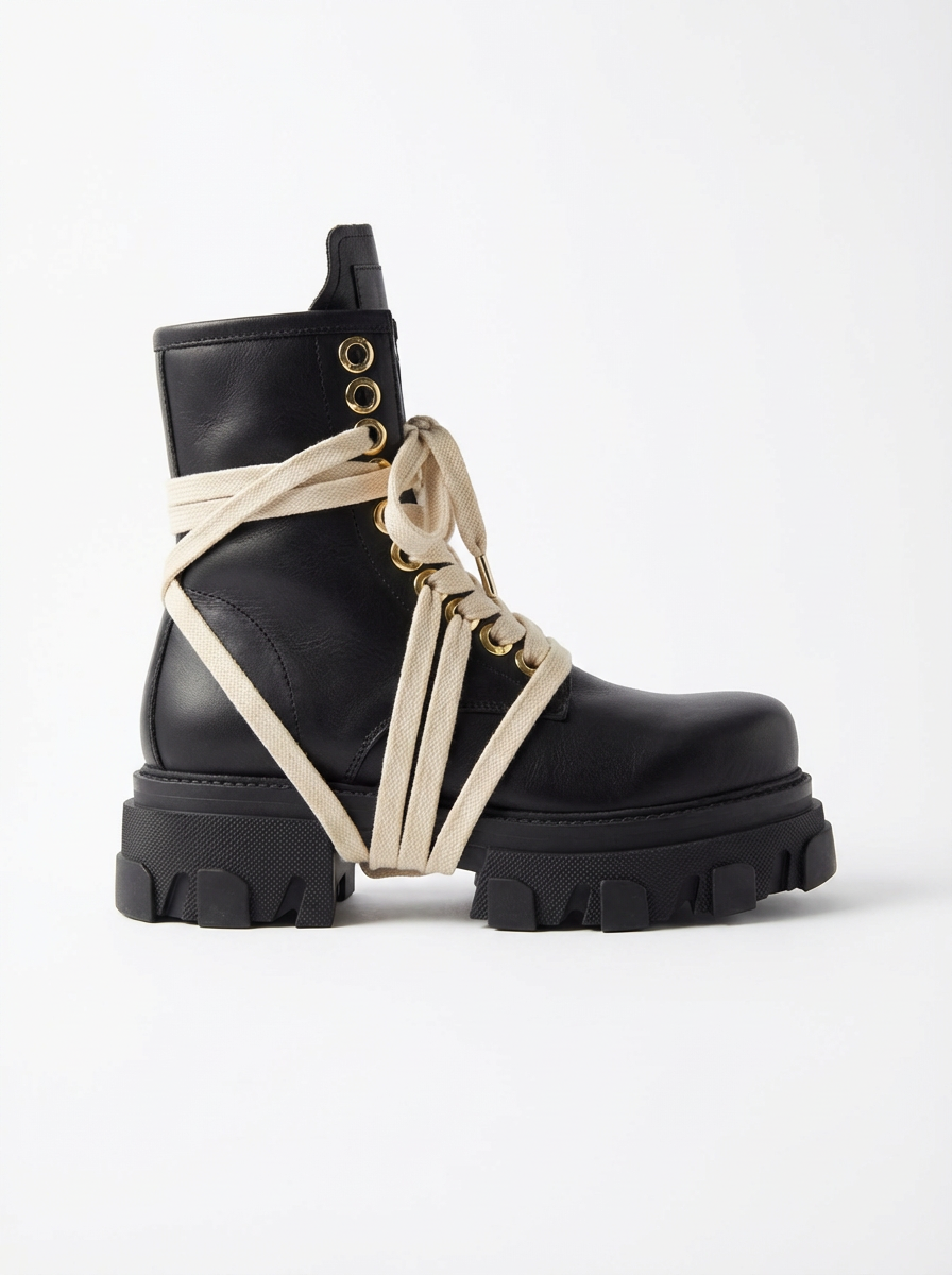 Boot black with laces