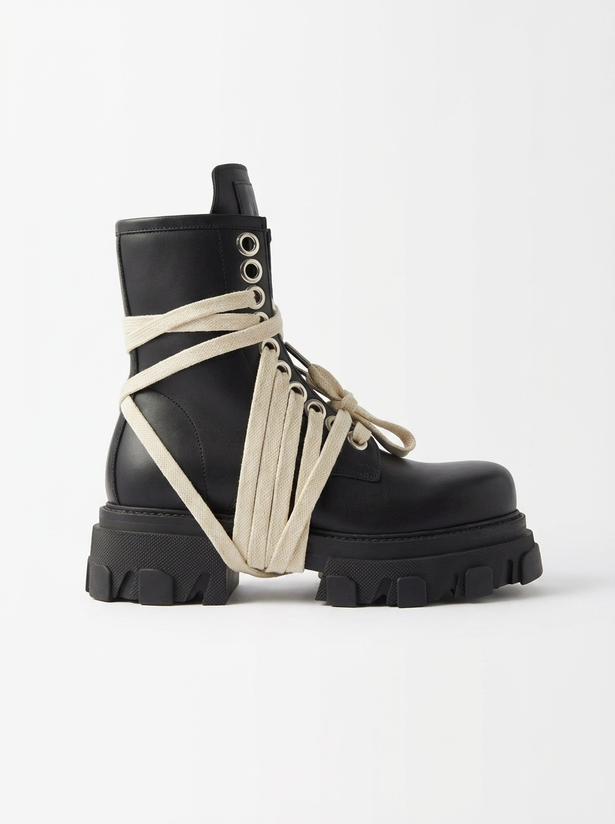 Boot black with laces - silver